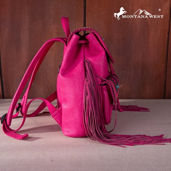 Montana West Floral Embroidered Collection Backpack Hot Pink main image 2